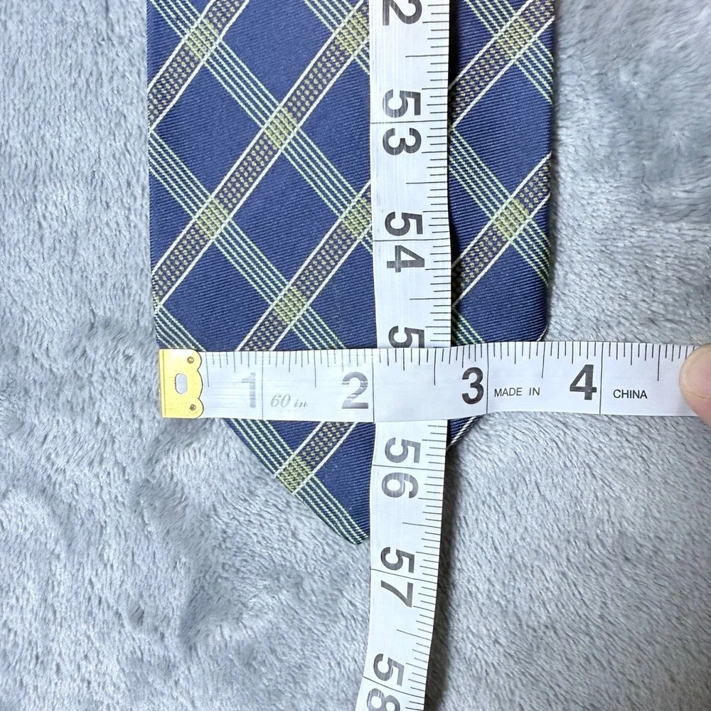 J.Crew Blue Green Orange/Yellow Plaid Silk Necktie Made by Hand USA Classic Tie